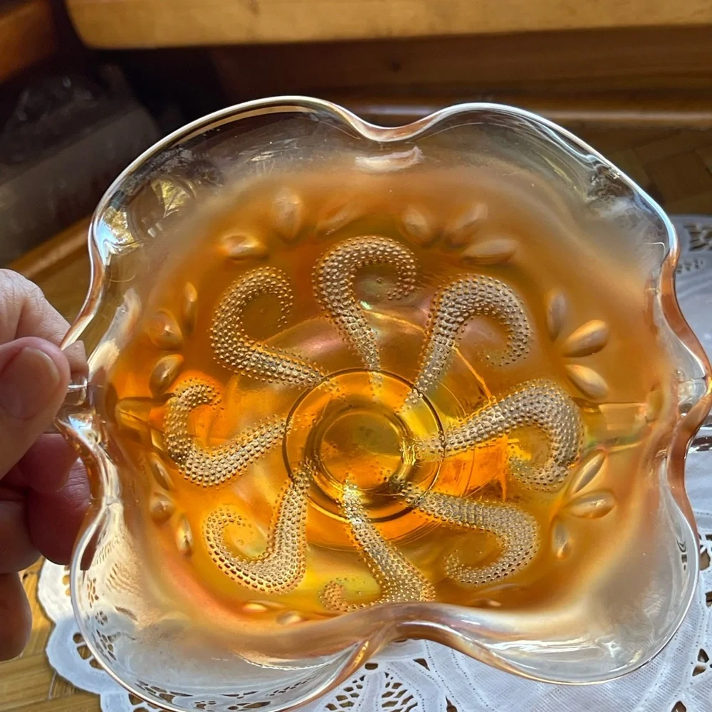 Carnival Glass dish, vintage, colorful!